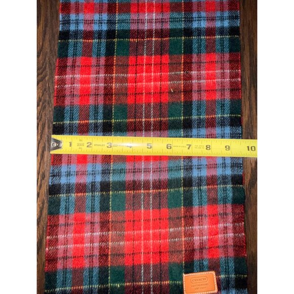 Coach Tartan Plaid Lambswool & Cashmere Scarf Red Green Blue Made In Italy - Picture 6 of 6